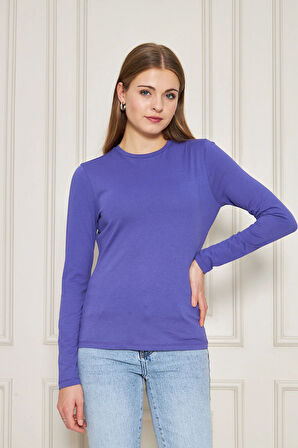 BİSİKLET YAKA UZUNKOL BASİC T-SHİRT