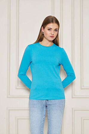 BİSİKLET YAKA UZUNKOL BASİC T-SHİRT