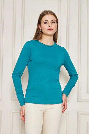 BİSİKLET YAKA UZUNKOL BASİC T-SHİRT