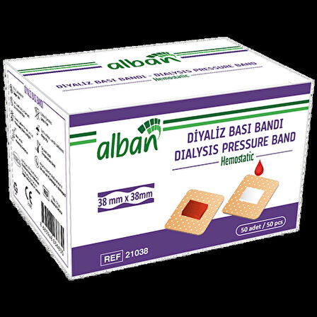 Alban Diyaliz Bası Bandı 38mm x 38mm 50'li 20 Paket