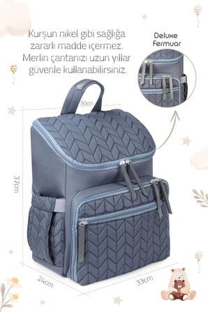 Kinder Baby Merlin Anne Bebek Bakım Çantası Gri