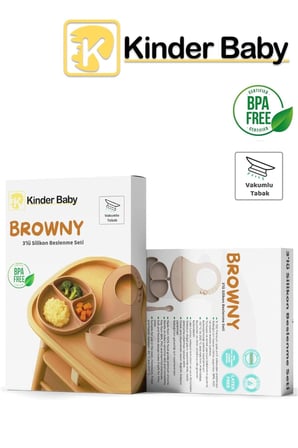 Kinder Baby Browny Silikon 3'lü Beslenme Seti BPA Free