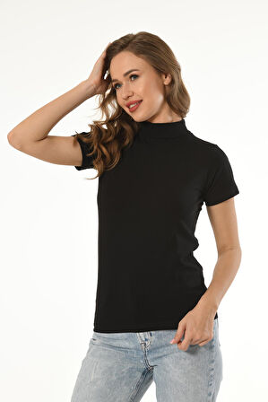 KADIN LİKRALI BALIKÇI YAKA KISA KOL PAMUKLU