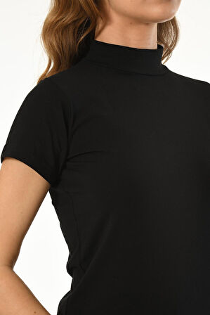 KADIN LİKRALI BALIKÇI YAKA KISA KOL PAMUKLU