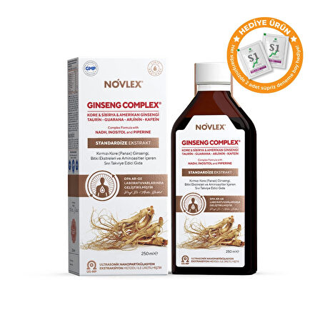 Novlex Ginseng Complex Kore (Panax)-Sibirya-Amerikan Ginsengi, NADH, Taurin, Arjinin, Guarana 250ml