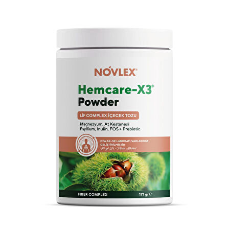 Novlex® Hemcare-X3, Magnezyum, Lif kompleksi ve At kestanesi Toz (Powder) İçecek 171gr