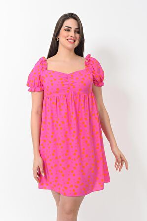 Kadın Yeni Sezon Yaka Ve Kolu Büzgü Detaylı Midi Boy Elbise 4470/95