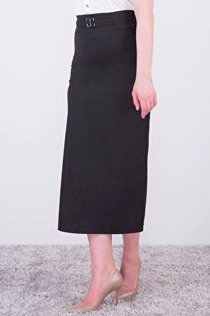 Kadın Mevsimlik Poliviskon Toka Detaylı Uzun Kalem Etek 2092/95