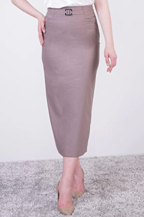 Kadın Mevsimlik Poliviskon Toka Detaylı Uzun Kalem Etek 2092/95