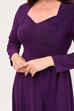 Kadın Beşgen Yaka Uzun Kol Detaylı Kısa Örme Elbise 4464/110