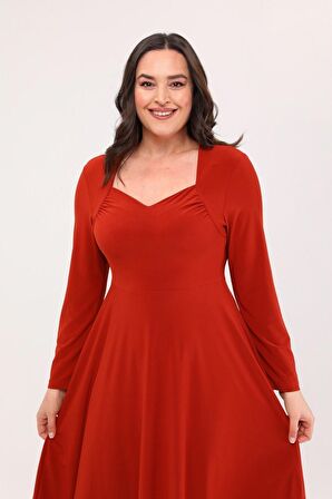 Kadın Beşgen Yaka Uzun Kol Detaylı Kısa Örme Elbise 4464/110