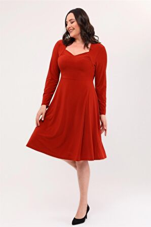 Kadın Beşgen Yaka Uzun Kol Detaylı Kısa Örme Elbise 4464/110