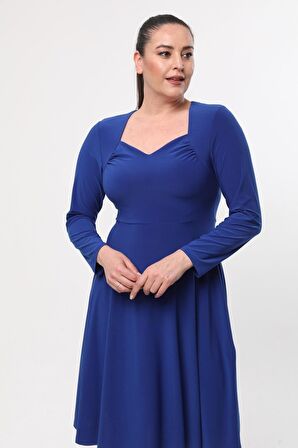 Kadın Beşgen Yaka Uzun Kol Detaylı Kısa Örme Elbise 4464/110