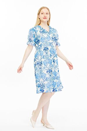 Kadın Desenli Şifon Elbise 4491/110