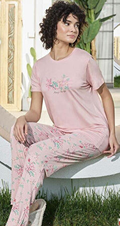 Aydoğan Kadın Pudra Viskon Kısa Kollu Pijama Takımı 240949