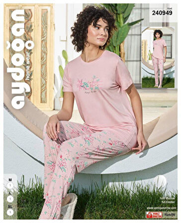 Aydoğan Kadın Pudra Viskon Kısa Kollu Pijama Takımı 240949