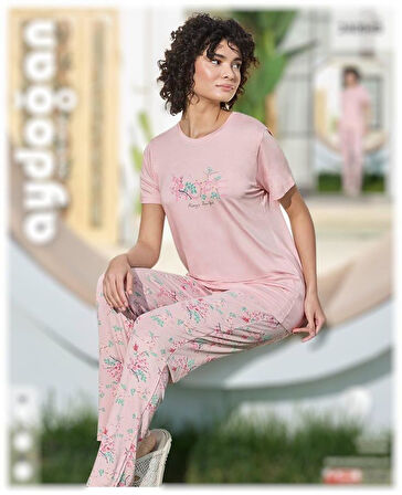 Aydoğan Kadın Pudra Viskon Kısa Kollu Pijama Takımı 240949