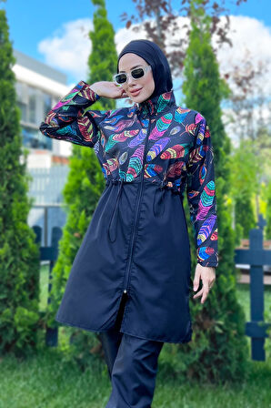 Remsa Paraşüt Tam Kapalı Tesettür Mayo Tüy Yaprak 2113 Funda | XL