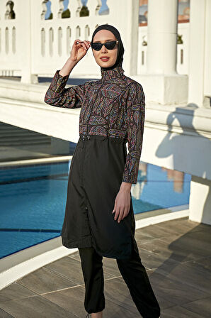 Remsa Paraşüt Tam Kapalı Tesettür Mayo Yaprak Tema 2115 Hülya | Siyah