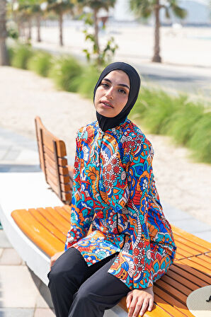 Remsa Mayo Önü Kapaklı Paraşüt Tam Kapalı Tesettür Mayo R069C Nurşen | S