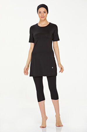 Kısa Kol Taytlı Yarı Kapalı Mayo Walt 0572 Siyah | 3XL