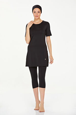 Kısa Kol Taytlı Yarı Kapalı Mayo Walt 0572 Siyah | 3XL