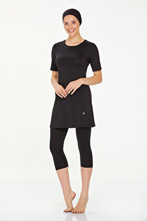 Kısa Kol Taytlı Yarı Kapalı Mayo Walt 0572 Siyah | 3XL