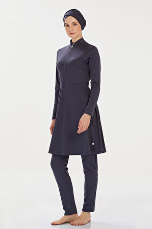 Likralı Tam Kapalı Tesettür Mayo Maysız Düz 9020 Antrasit | M