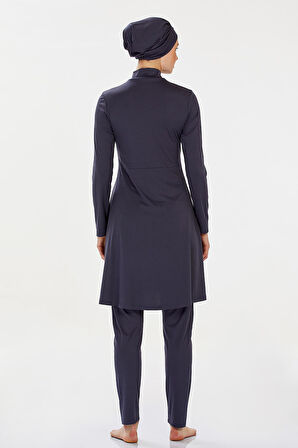 Likralı Tam Kapalı Tesettür Mayo Maysız Düz 9020 Antrasit | M