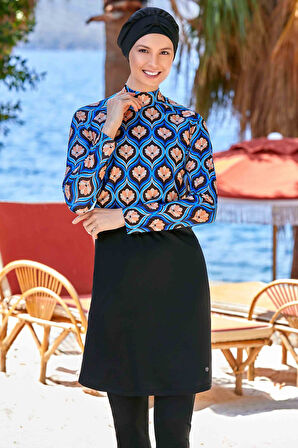 Likra Tam Kapalı Tesettür Mayo Leah 9233 Siyah | L