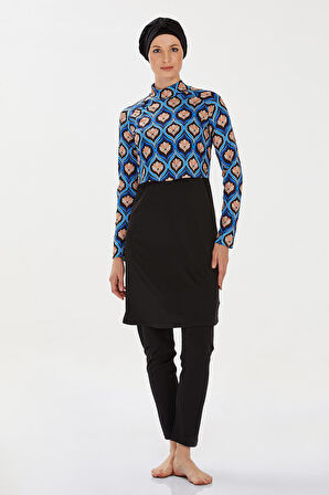 Likra Tam Kapalı Tesettür Mayo Leah 9233 Siyah | L