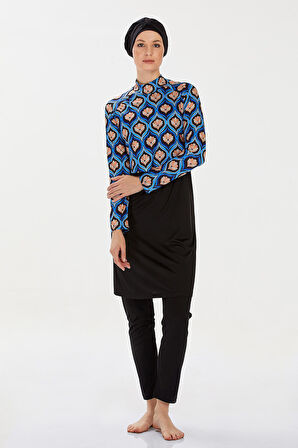 Likra Tam Kapalı Tesettür Mayo Leah 9233 Siyah | L