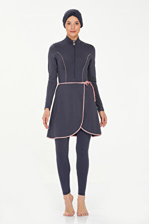 Likralı Tam Kapalı Tesettür Mayo Torı 8230 Antrasit | XXL