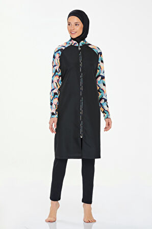 Likralı Tam Kapalı Tesettür Mayo Elena 8266 Siyah  | M