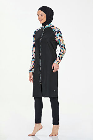 Likralı Tam Kapalı Tesettür Mayo Elena 8266 Siyah  | M