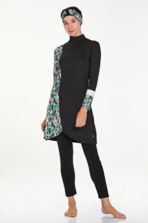 Likralı Tam Kapalı Tesettür Mayo Carol 4525 Siyah  | S