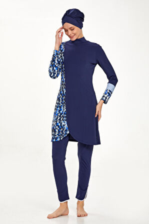 Likralı Tam Kapalı Tesettür Mayo Annıe 4526 Koyu Lacivert | M