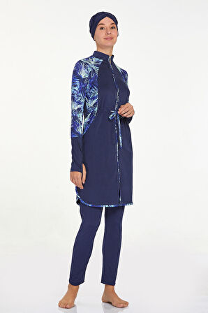 Likralı Tam Kapalı Tesettür Mayo Gresia 4540 Koyu Lacivert | L