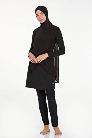 Likralı Tam Kapalı Tesettür Mayo Elıs 4556 Siyah | S