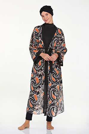 Mayo Üzerine Tek Pareo Kaftan Roxana 6108 Siyah | 2