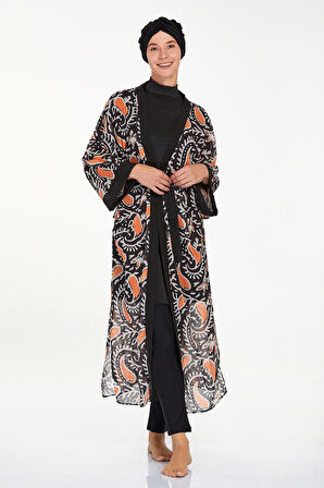 Mayo Üzerine Tek Pareo Kaftan Roxana 6108 Siyah | 2