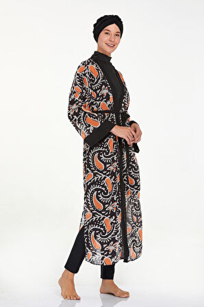 Mayo Üzerine Tek Pareo Kaftan Roxana 6108 Siyah | 2