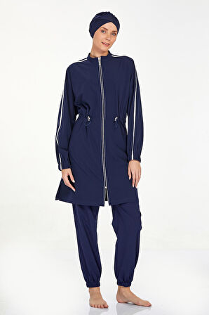 Spor Likra Tam Kapalı Tesettür Mayo Maddıe 4581 Koyu Lacivert | S