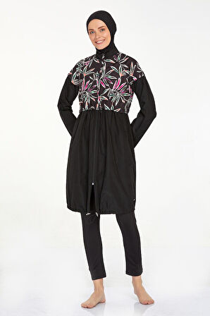 Tam Kapalı Tesettür Mayo Tansy 1402 Siyah | XXL
