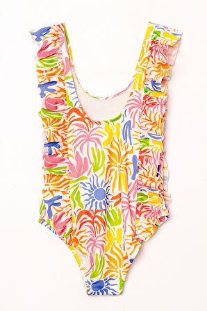 UV Korumalı Askılı Mayo Kız Çocuk Yüzücü Mayo 5569 Turuncu | 7-8 YAŞ