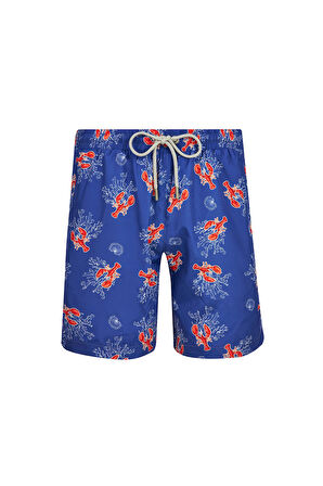 Erkek Deniz Havuz Şortu Desenli Hank S246 Turkuaz | XL