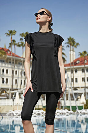 Remsa Fırfır Volan Detaylı Yarı Kapalı Mayo 2150 Hilal | XL