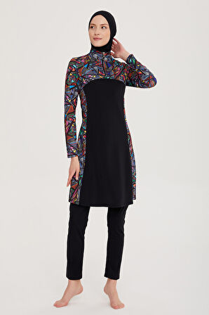 Fermuarlı Likralı Tam Kapalı Tesettür Mayo R123 Alina | S