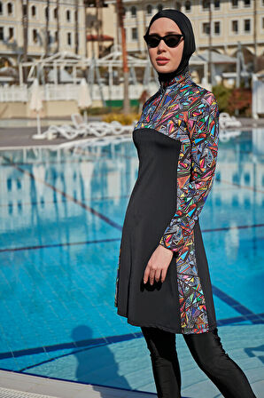 Fermuarlı Likralı Tam Kapalı Tesettür Mayo R123 Alina | M