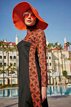 Fermuarlı Likralı Tam Kapalı Tesettür Mayo R124 Retro | M